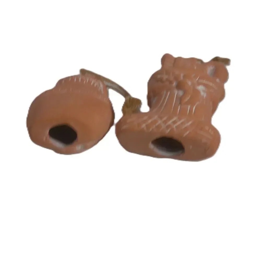 Pier 1 Terracotta Santa Claus Christmas Ornaments Set of 2